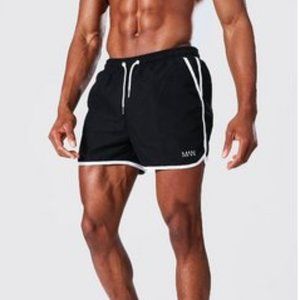 NWT MAN Dash Runner Swim Shorts, Black & White, XL